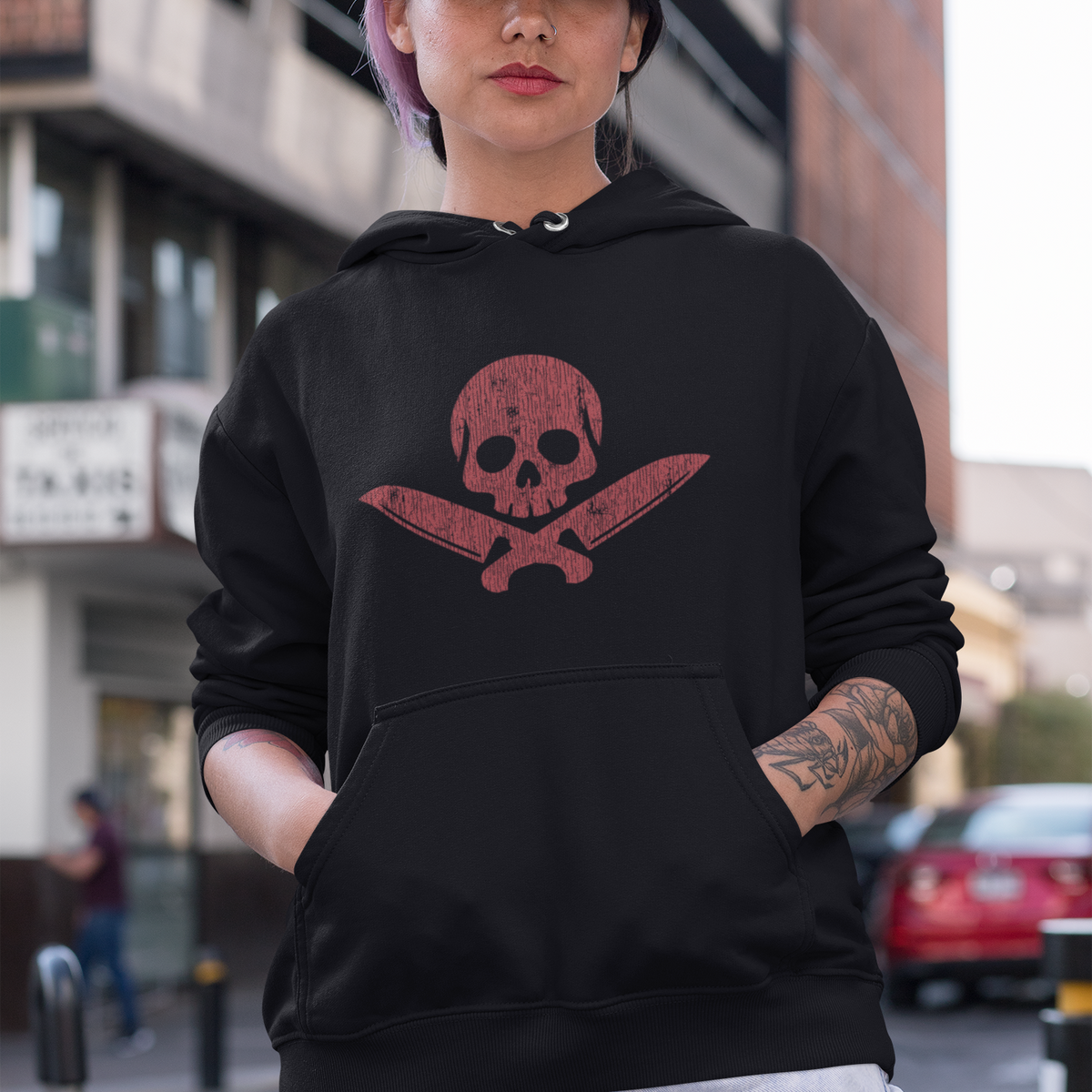 Skull & Crossed Knives Unisex Hoodie