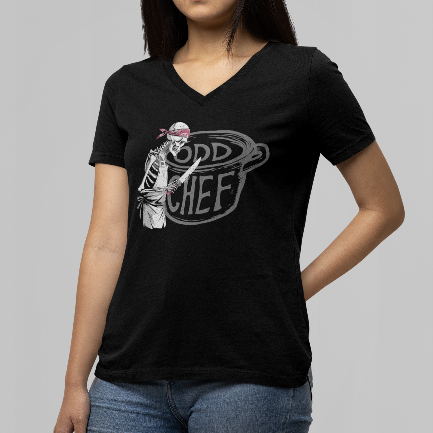 Odd Chef Skeleton Official Women’s Relaxed V-neck Tee
