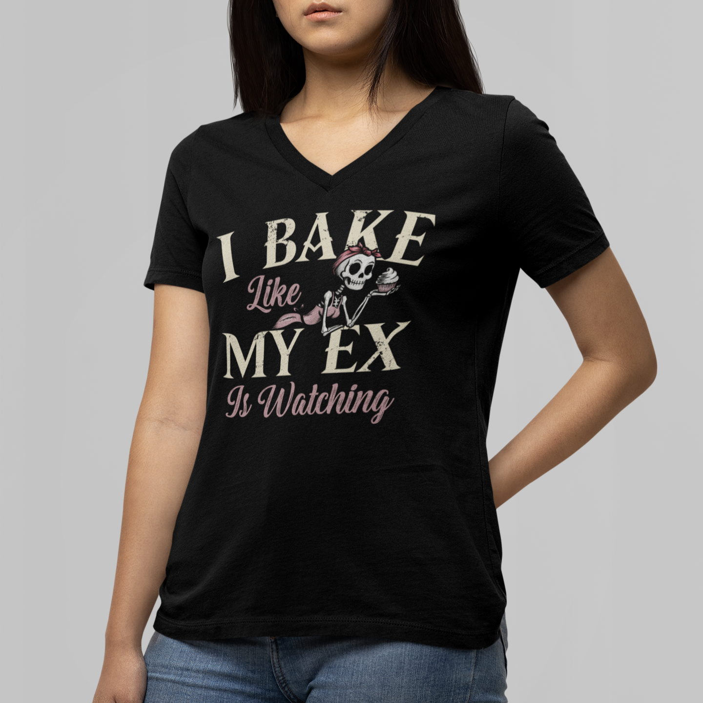 I Bake Like My Ex is Watching Women’s relaxed v-neck t-shirt