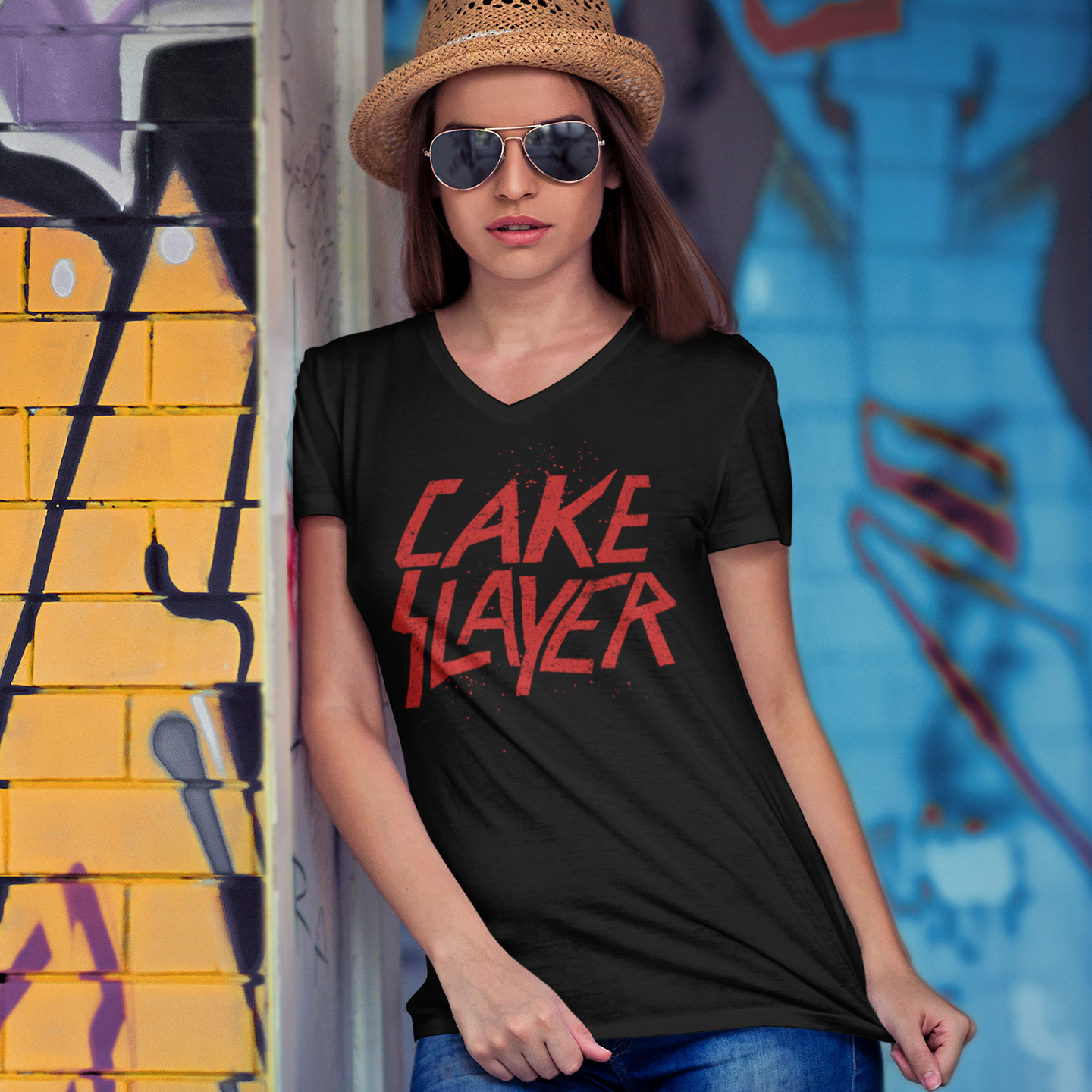 Cake Slayer Women’s Relaxed V-neck Tee