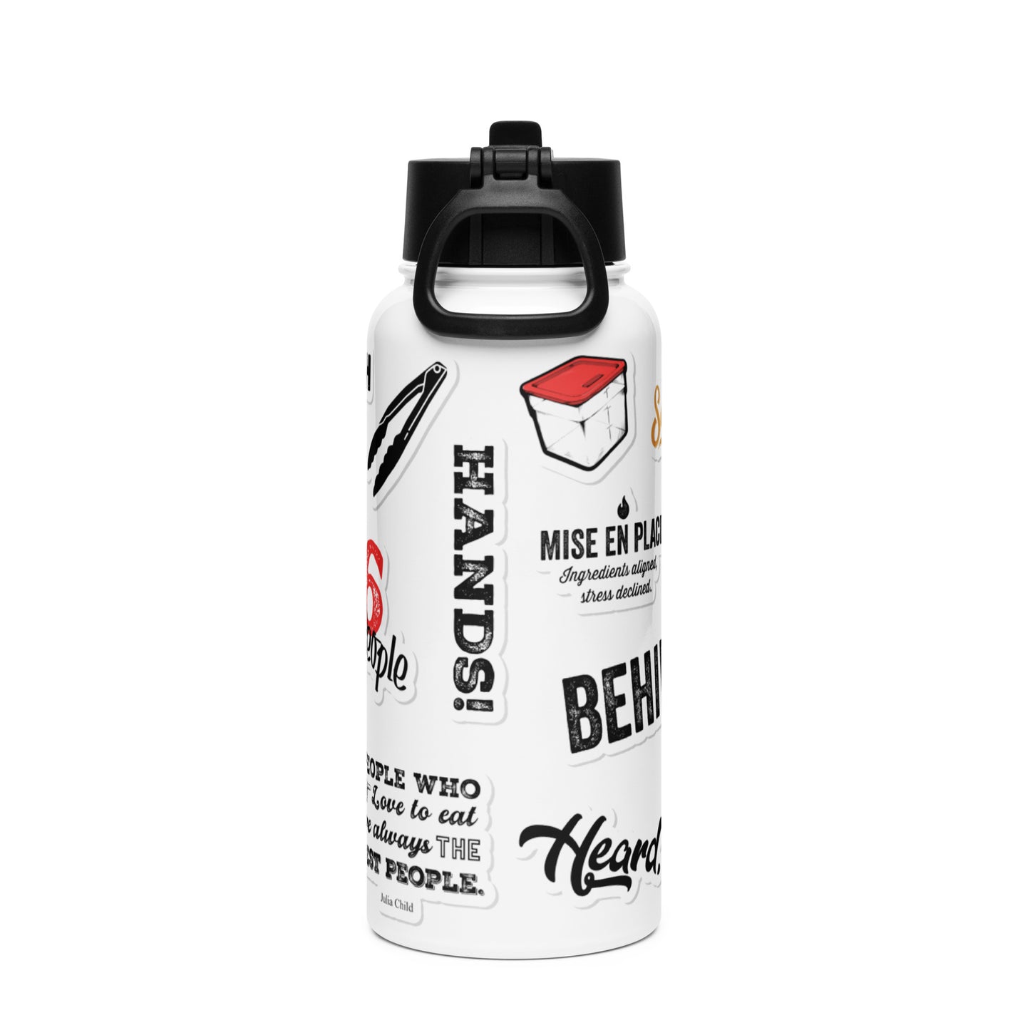 Chef Stainless steel water bottle with a straw lid