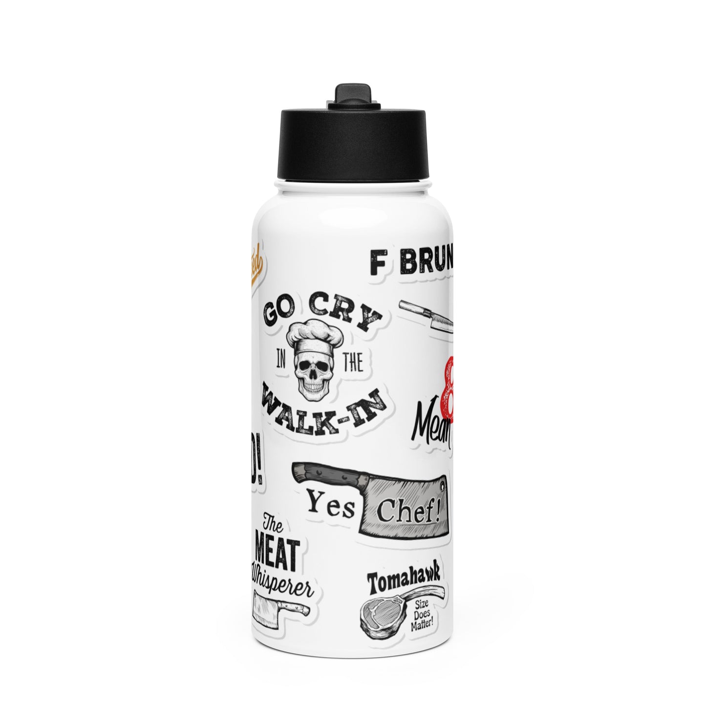 Chef Stainless steel water bottle with a straw lid