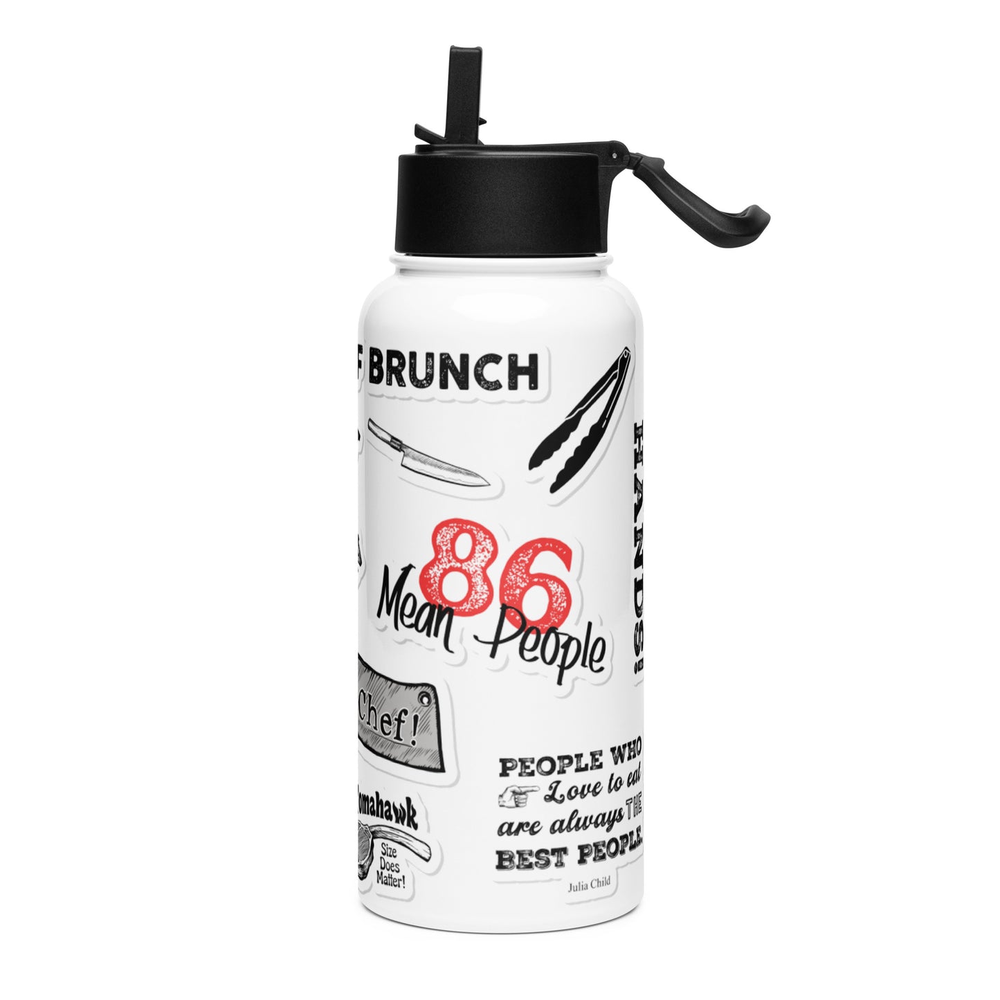 Chef Stainless steel water bottle with a straw lid