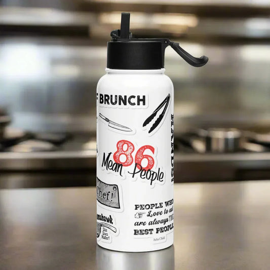 Chef Stainless steel water bottle with a straw lid - Odd Chef
