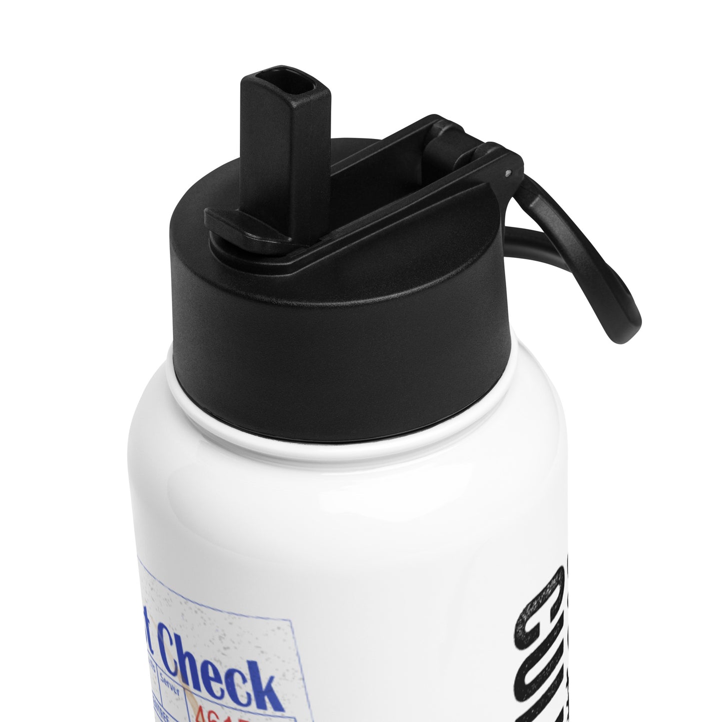 Guest Check Stainless steel water bottle with a straw lid