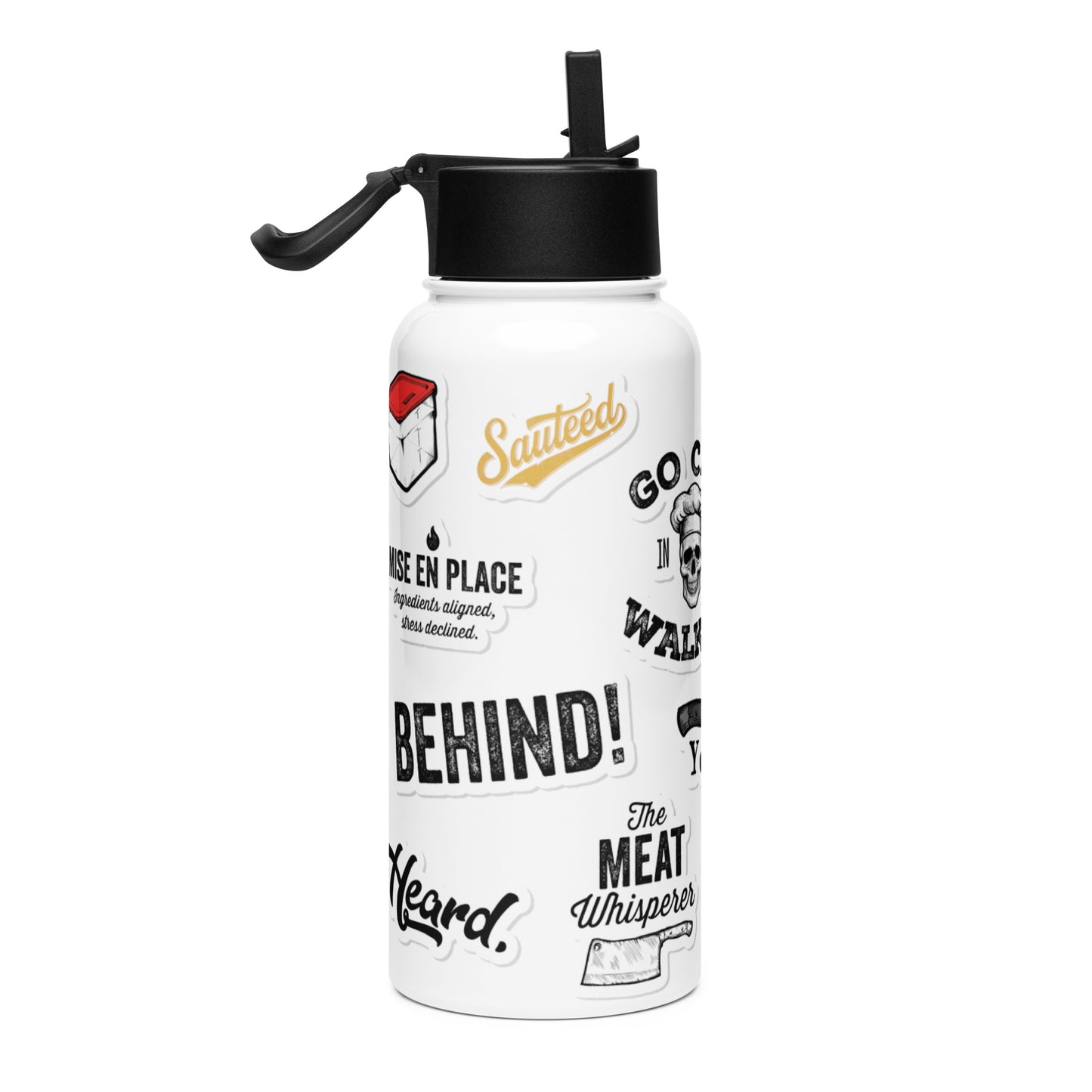 Chef Stainless steel water bottle with a straw lid