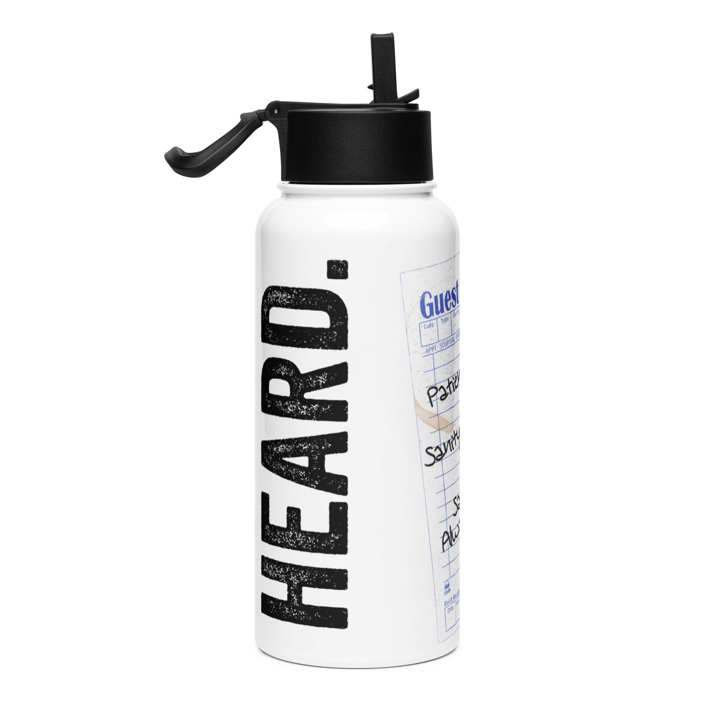 Guest Check Stainless steel water bottle with a straw lid