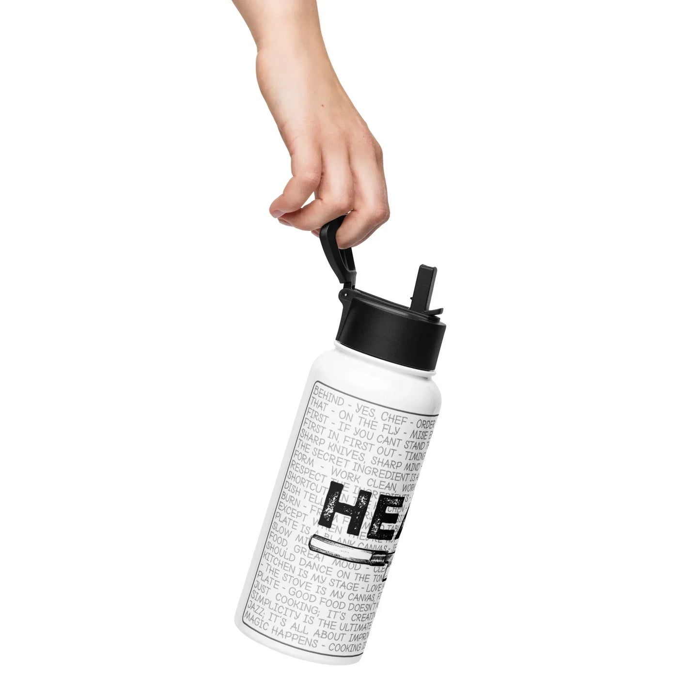 Heard Stainless steel water bottle with a straw lid - Odd Chef