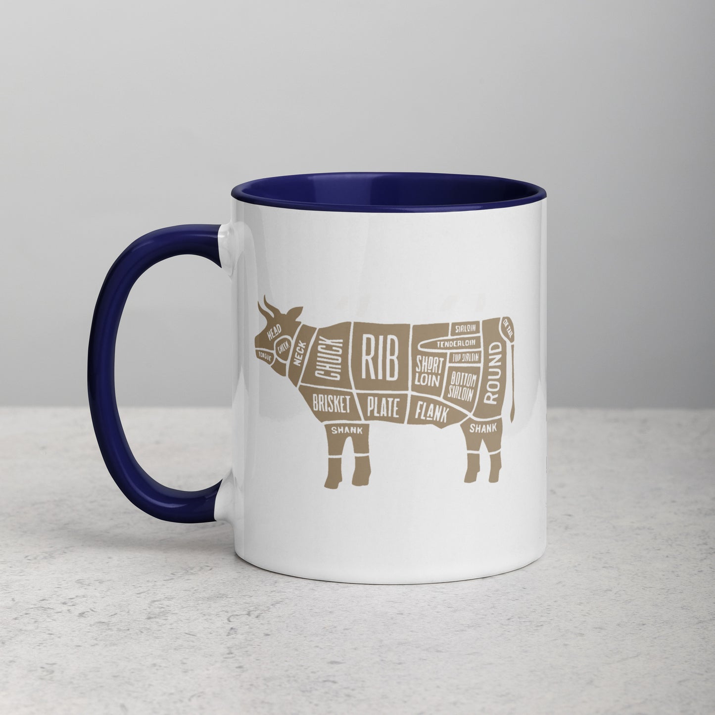 Cow Butcher Mug with Color Inside
