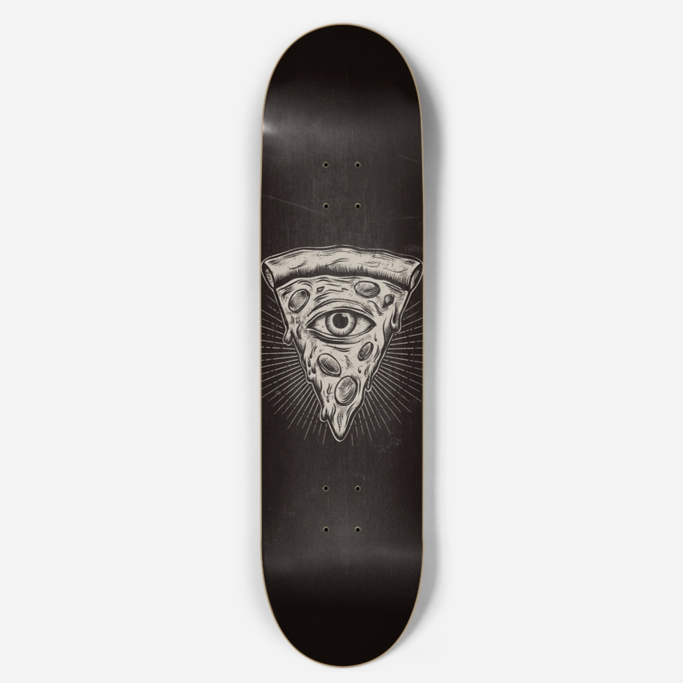 All Seeing Pizza Skateboard Deck