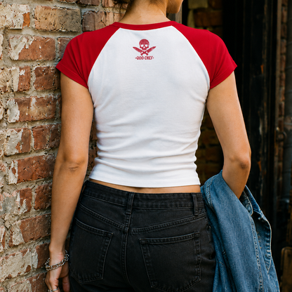 Chef Skull & Knives Women’s micro rib raglan baby tee