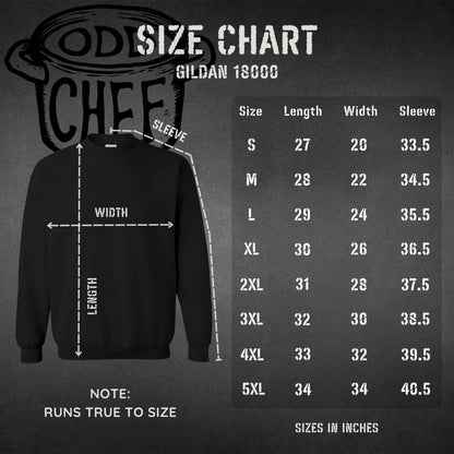 Gildan unisex sweatshirt size chart