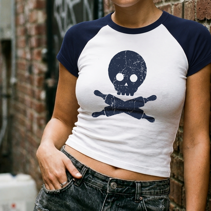 Baker Skull Women’s micro rib raglan baby tee