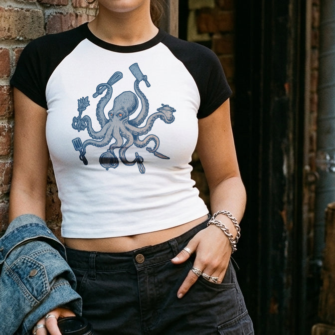 Octo-Chef Women’s raglan baby tee