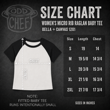 Chef Skull & Knives Women’s micro rib raglan baby tee