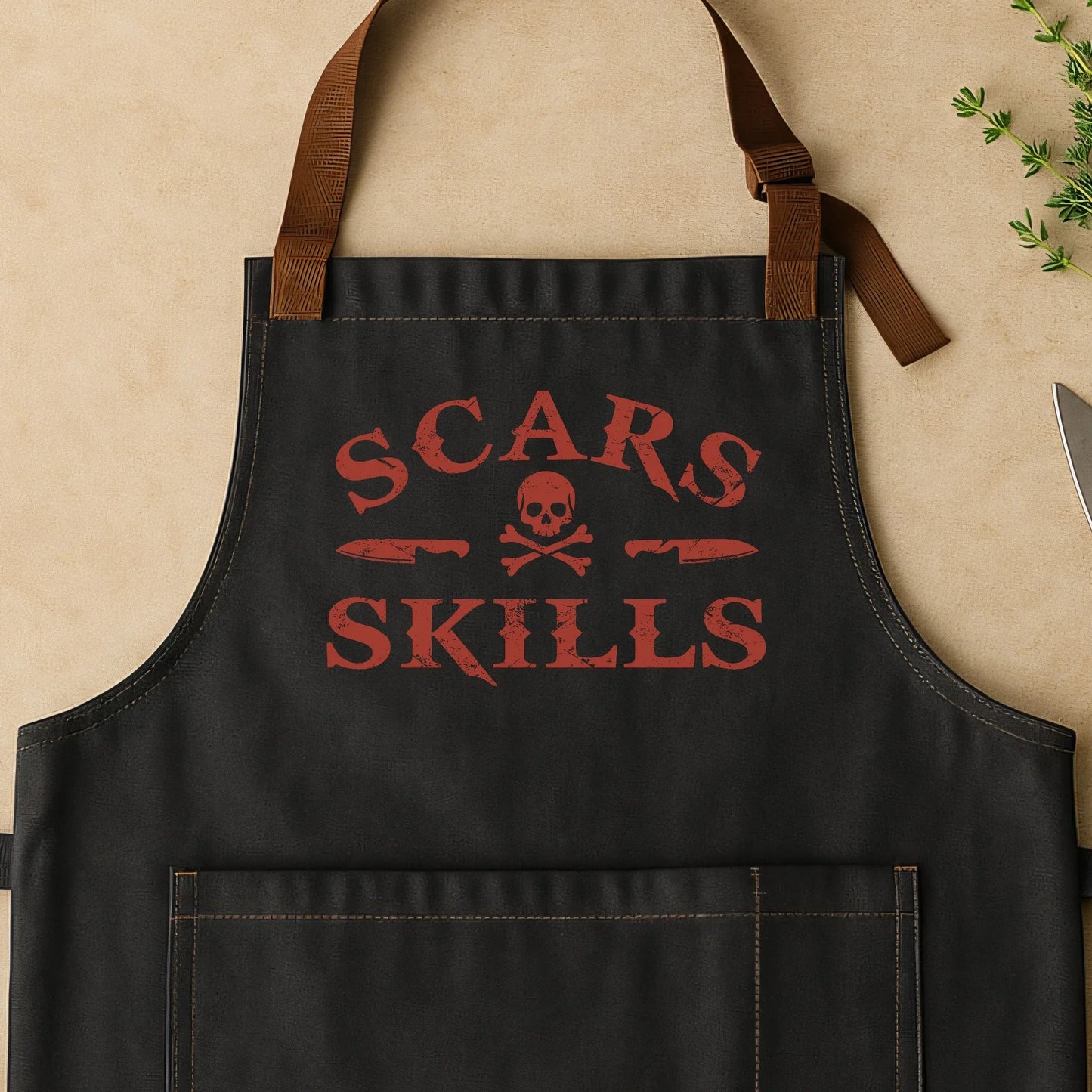 Scars & Skills Red Apron