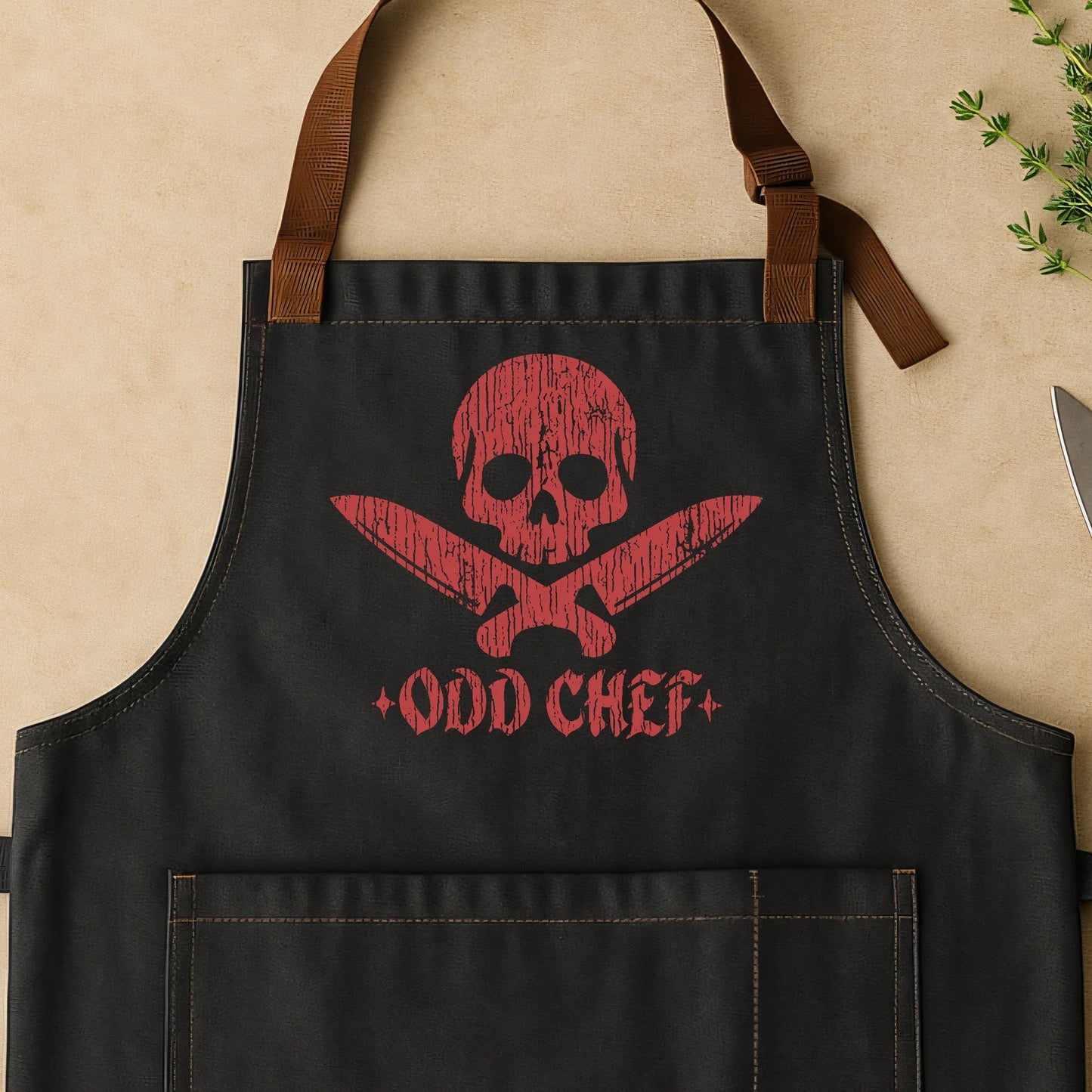 Skull & Crossed Knives Odd Chef Apron