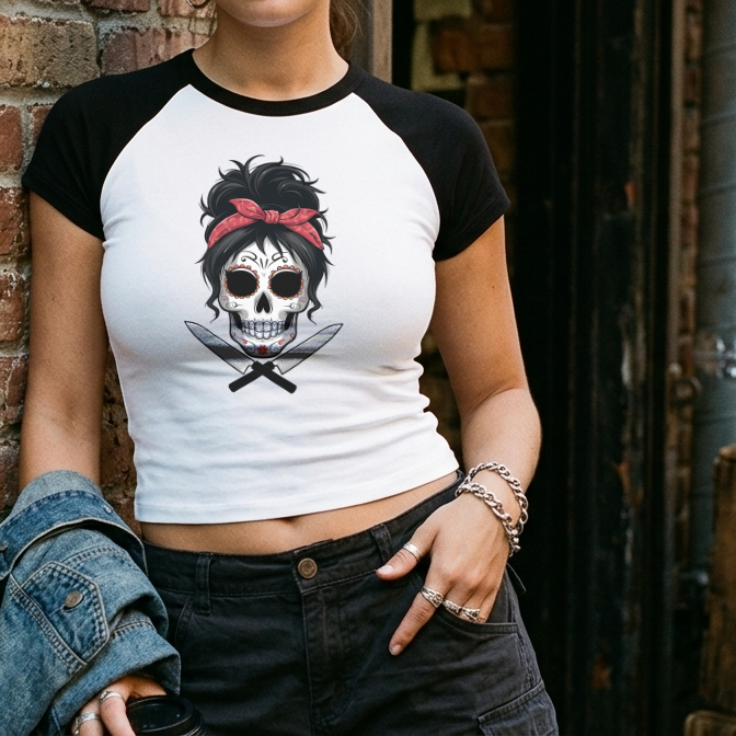 Sugar Skull Chef Women’s raglan baby tee