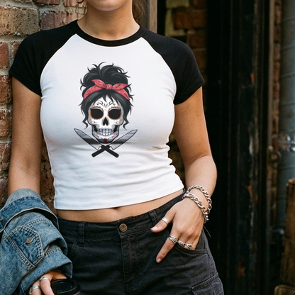 Sugar Skull Chef Women’s raglan baby tee