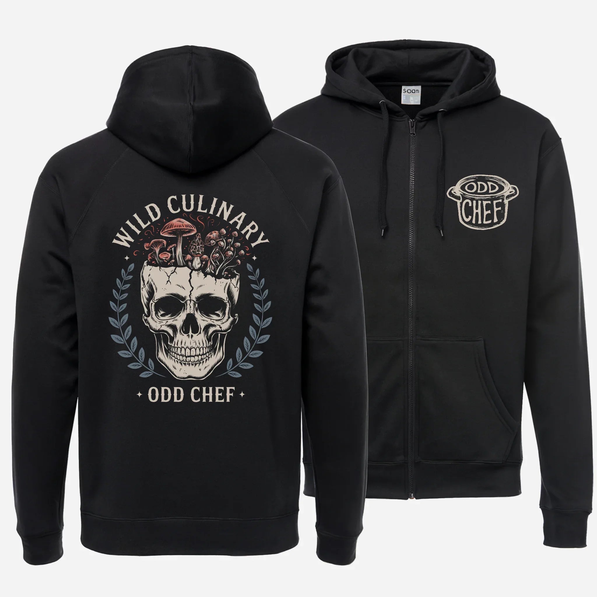 Official Wild Culinary Mushroom Skull Unisex heavy blend zip hoodie - Odd Chef
