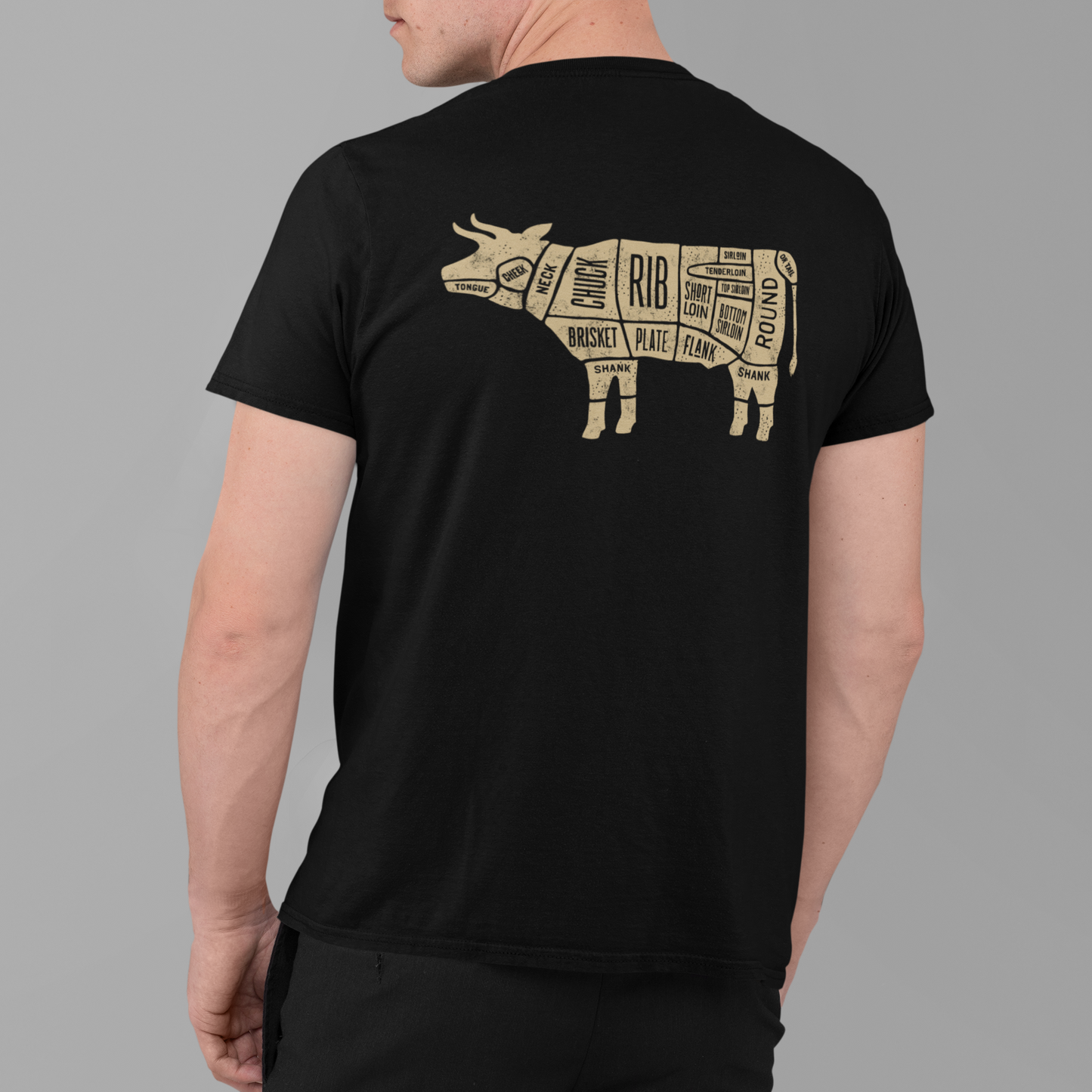 BACK PRINT Beef Butcher Diagram Unisex Tee