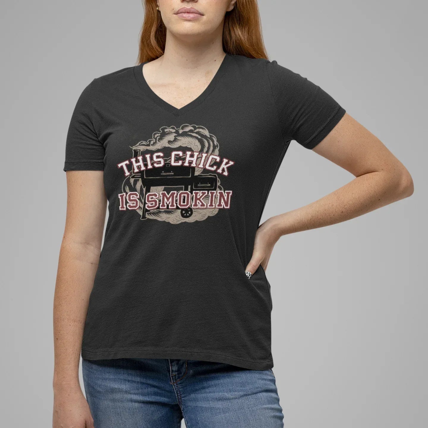 This Chick is Smokin Women’s Relaxed V-neck Tee - Odd Chef