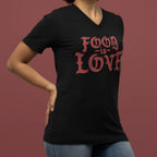Food is Love Red Women’s Relaxed V-neck Tee