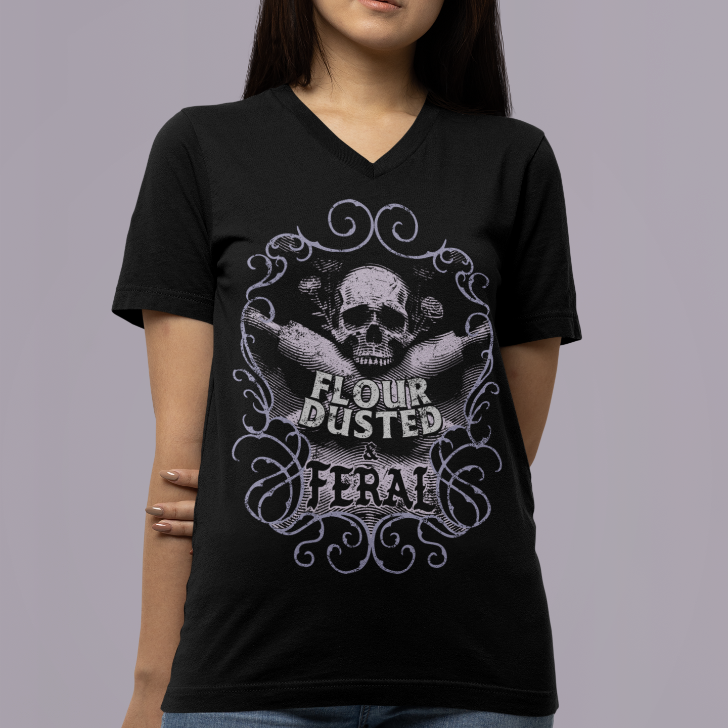 Flour Dusted & Feral Women’s Relaxed V-neck Tee