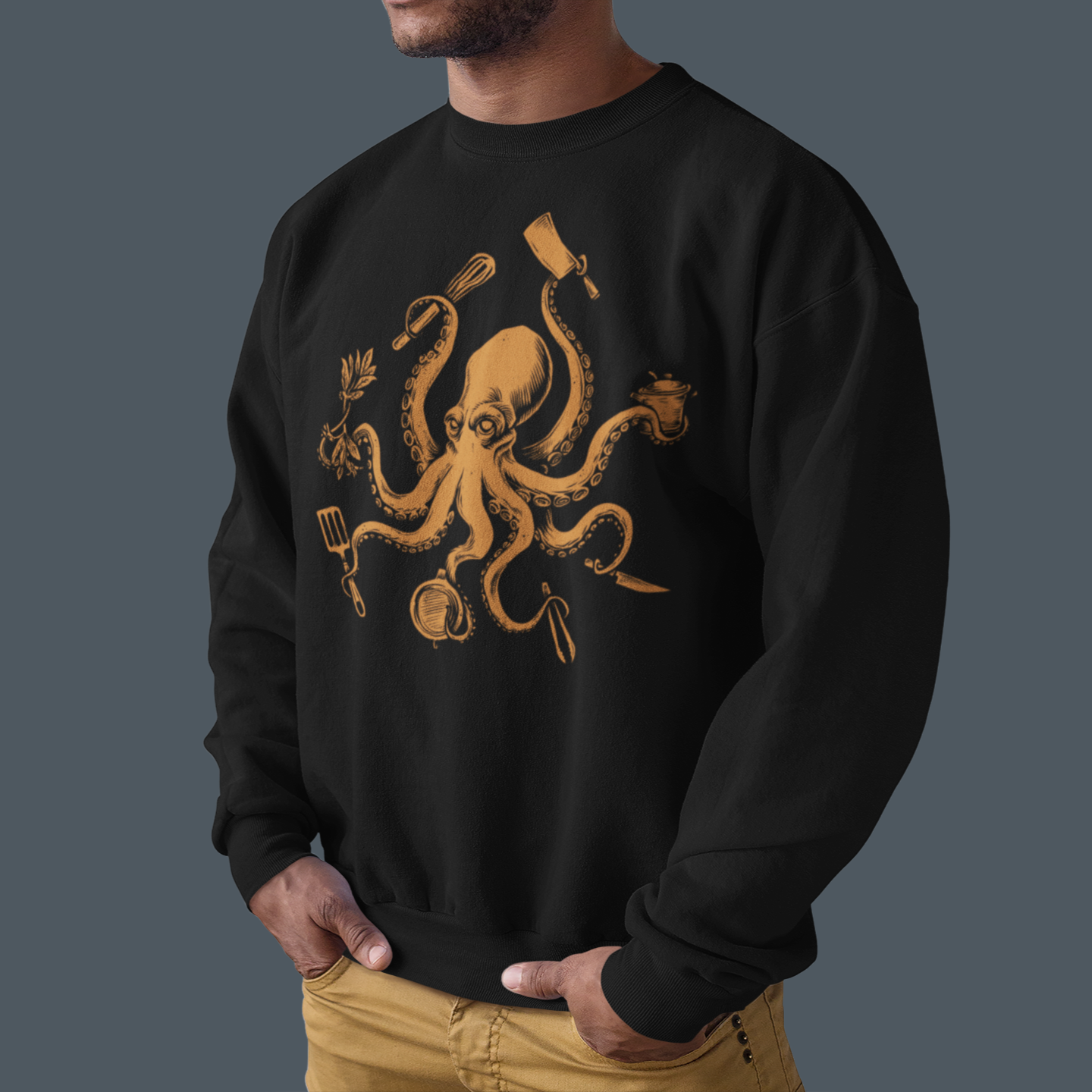 Chef Octopus Orange Unisex Sweatshirt