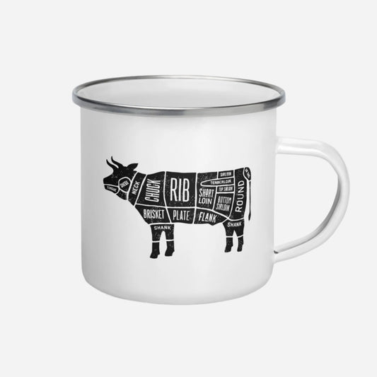 Beef Cow Butcher Enamel Mug