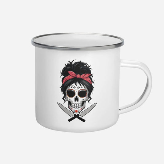 Sugar Skull Chick Enamel Mug