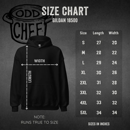 Gildan unisex hoodie size chart