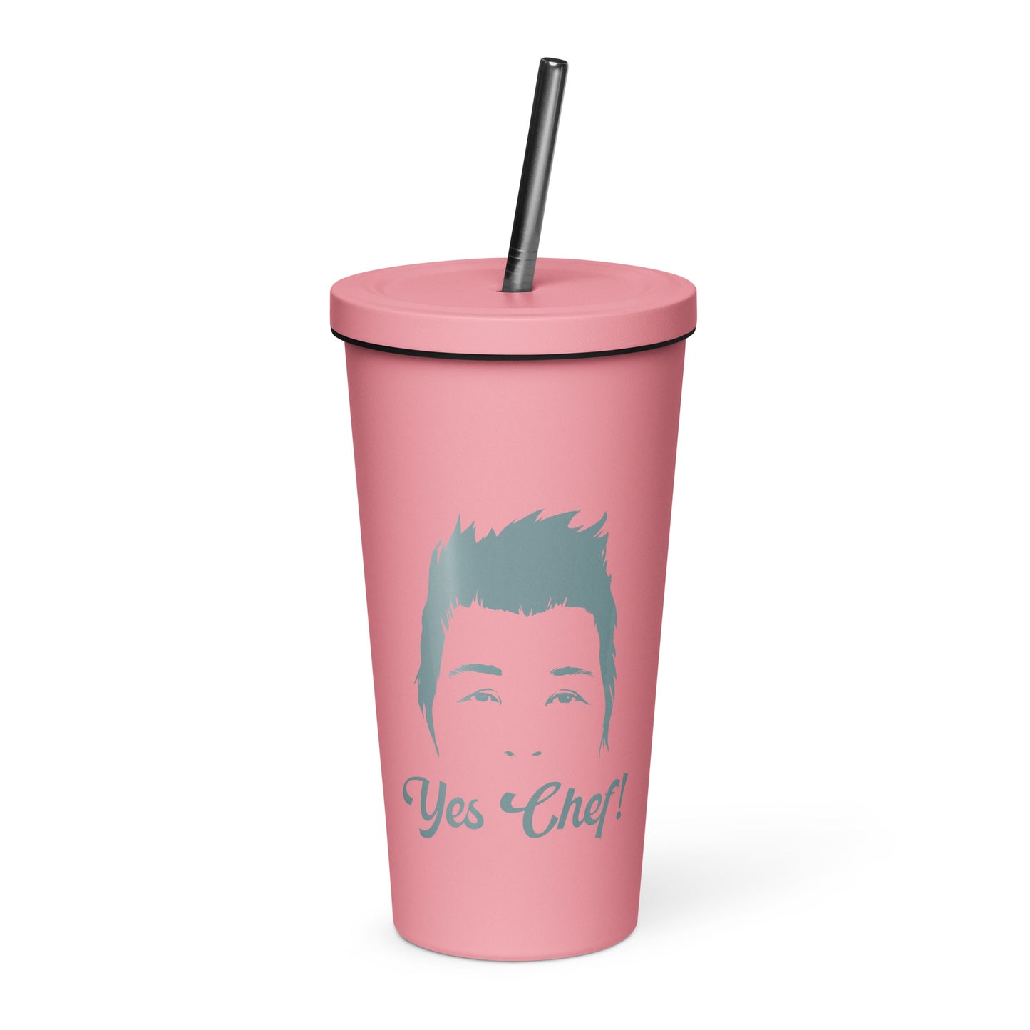 Chef Jackie Blue Insulated tumbler with a straw