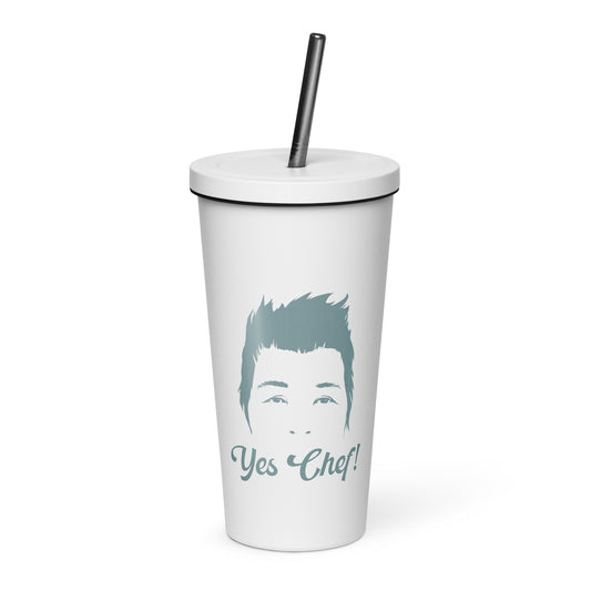 Chef Jackie Blue Insulated tumbler with a straw