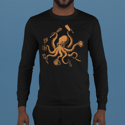 Octopus Chef Orange Unisex Long Sleeve Tee