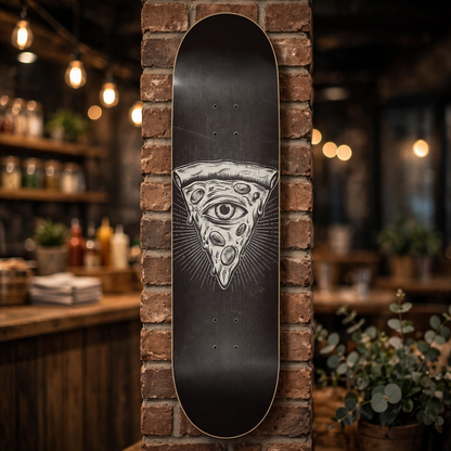 All Seeing Pizza Skateboard Deck