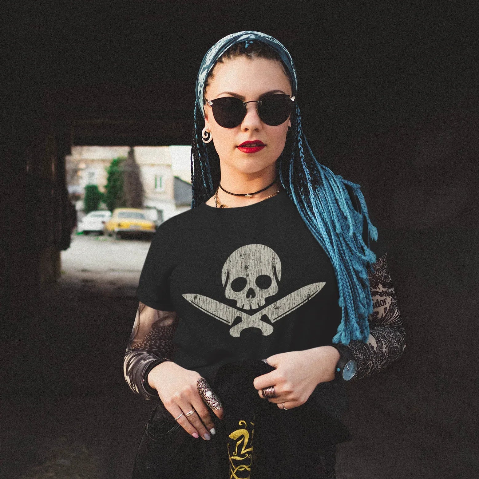 Chef Skull & Crossed Knives Tan Unisex Tee - Odd Chef