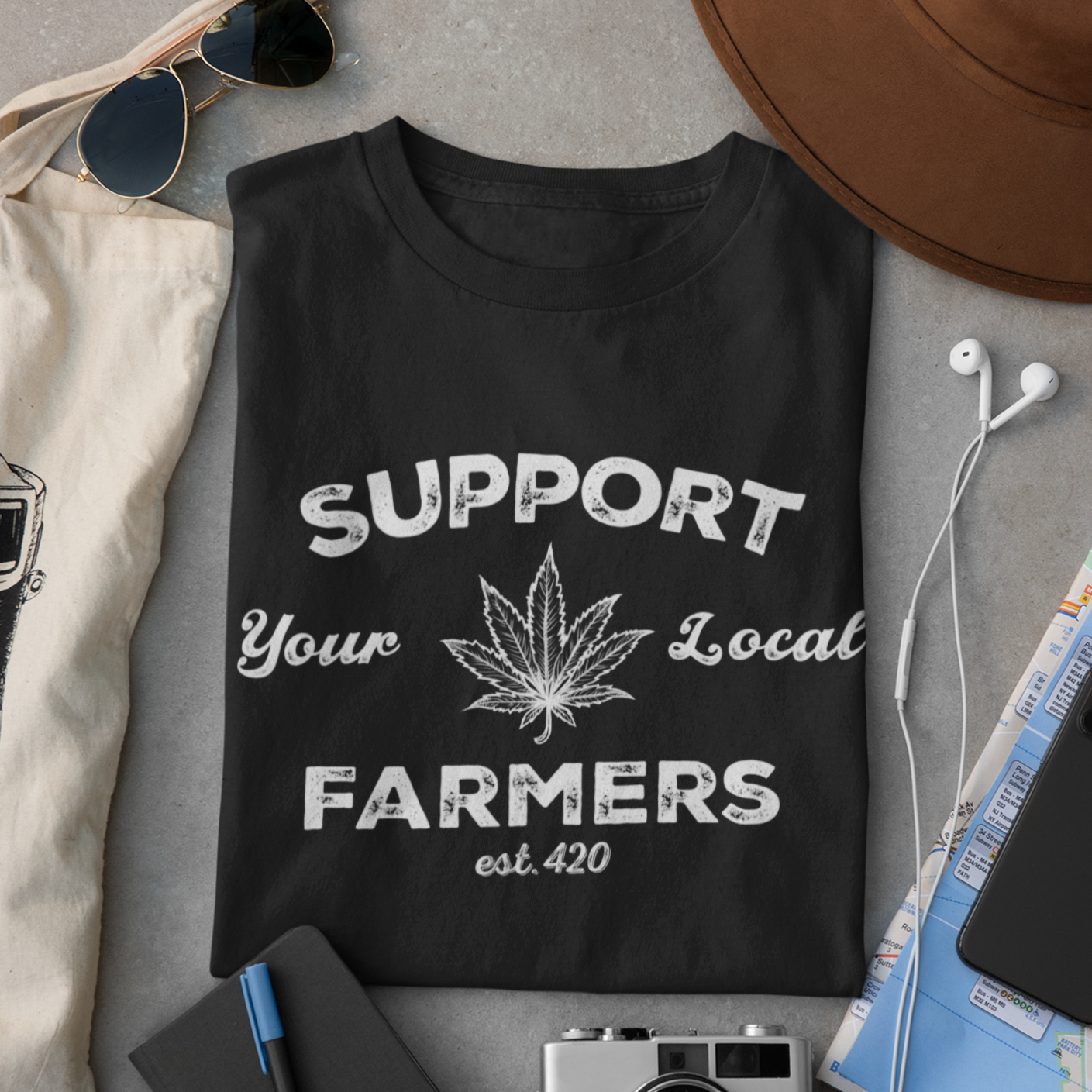 Support Your Local Farmers Pot Leaf Short-Sleeve Unisex T-Shirt