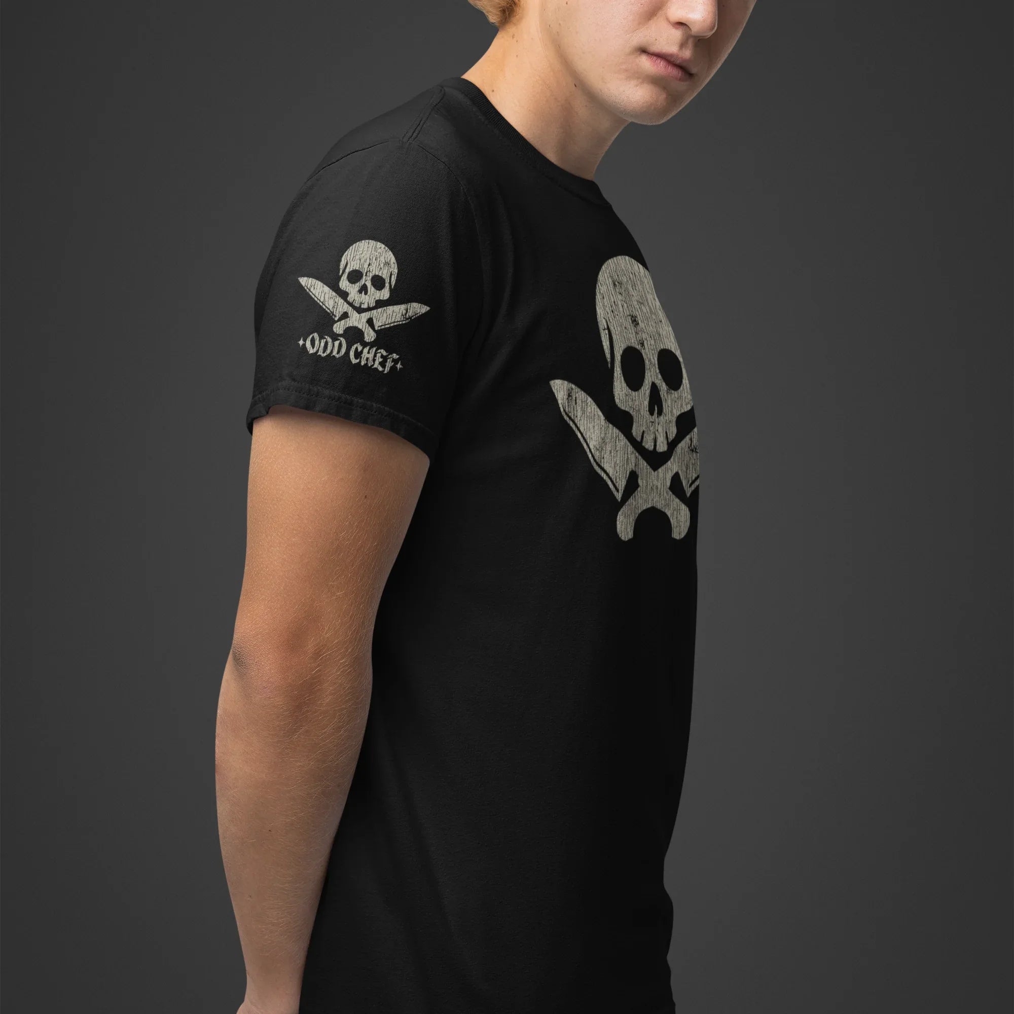 Chef Skull & Crossed Knives Tan Unisex Tee - Odd Chef