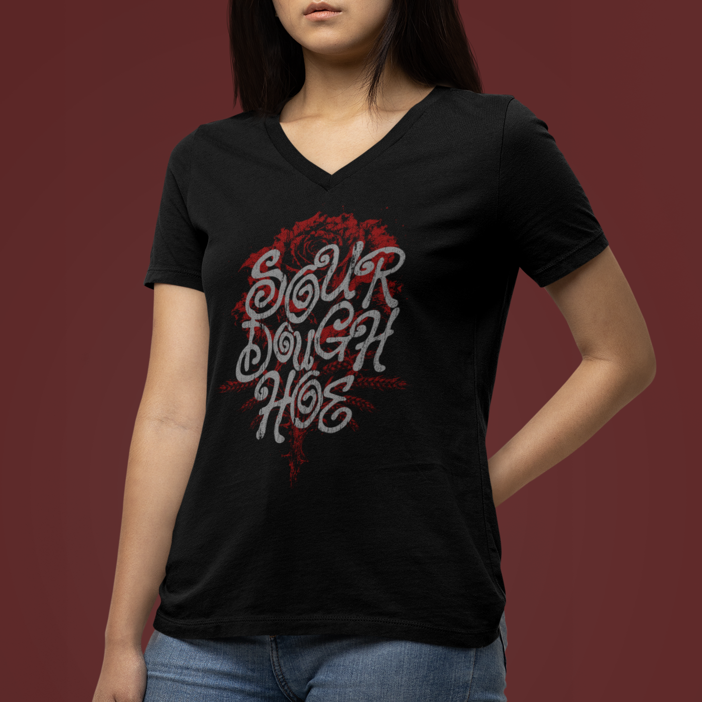 Sourdough Hoe Gothic Women’s Relaxed V-neck Tee
