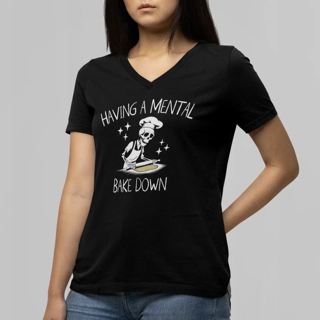 Mental Bake Down Women’s Relaxed V-neck Tee - Odd Chef
