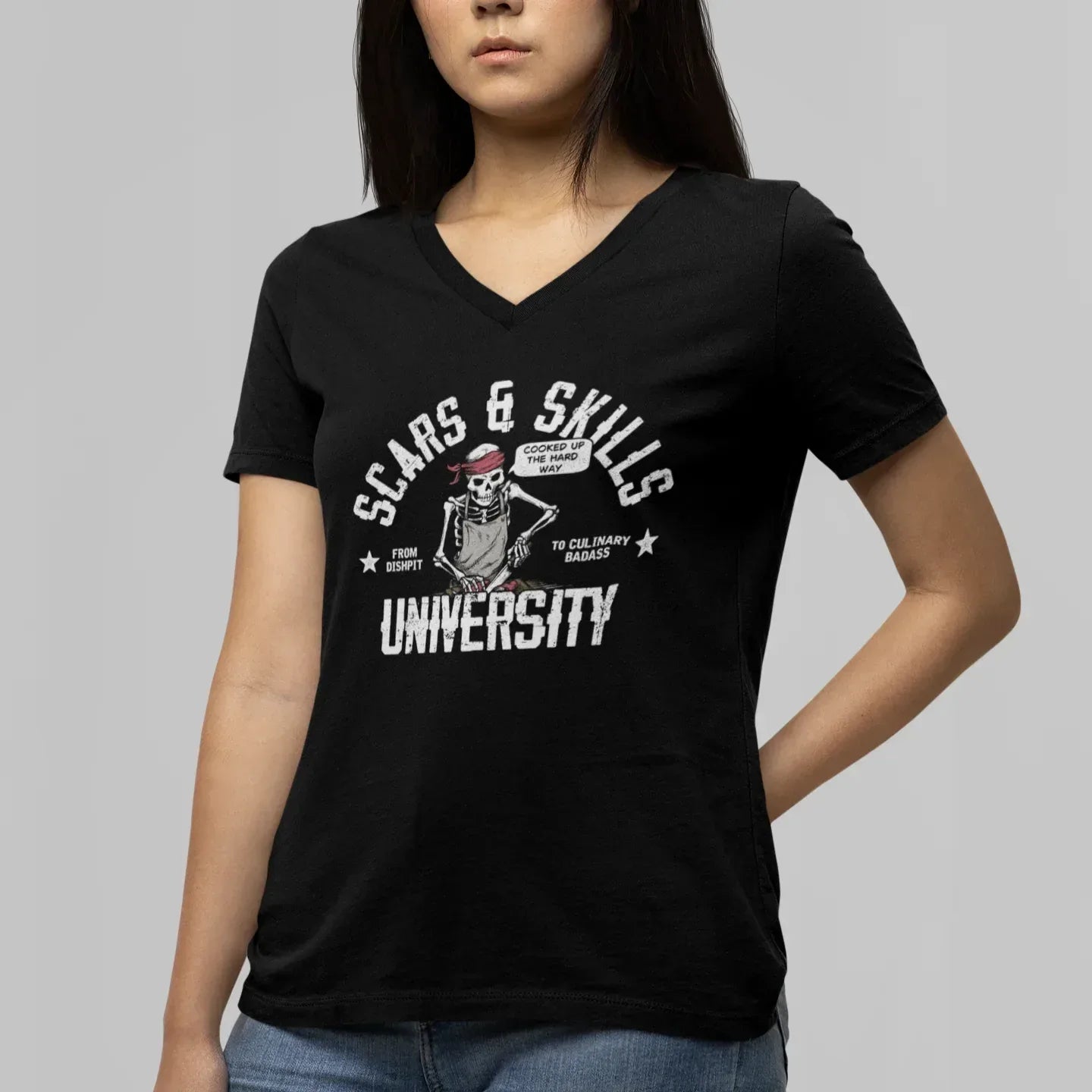 Scars & Skills Women’s Relaxed V-Neck Tee - Odd Chef
