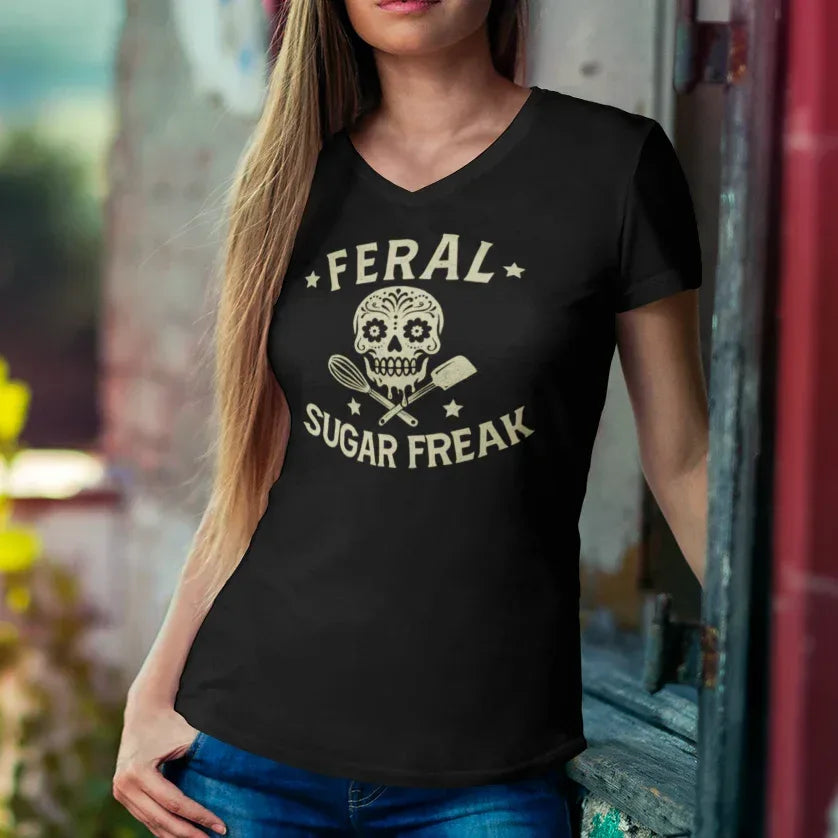 Feral Sugar Freak Women’s Relaxed V-neck Tee - Odd Chef