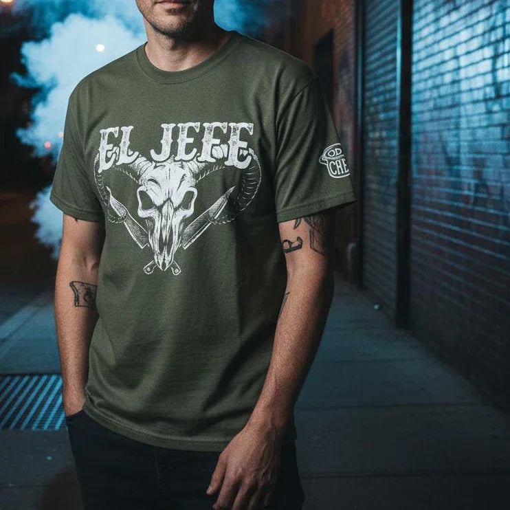 El Jefe Ram Skull Heavyweight Streetwear Tee - Odd Chef