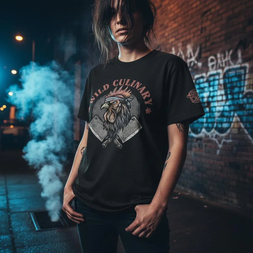 Wild Culinary Rooster Heavyweight Streetwear Tee - Odd Chef