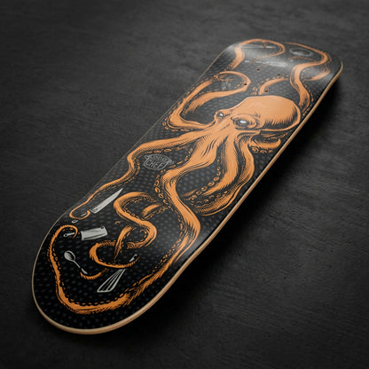 Octo-Chef Orange Skateboard Deck