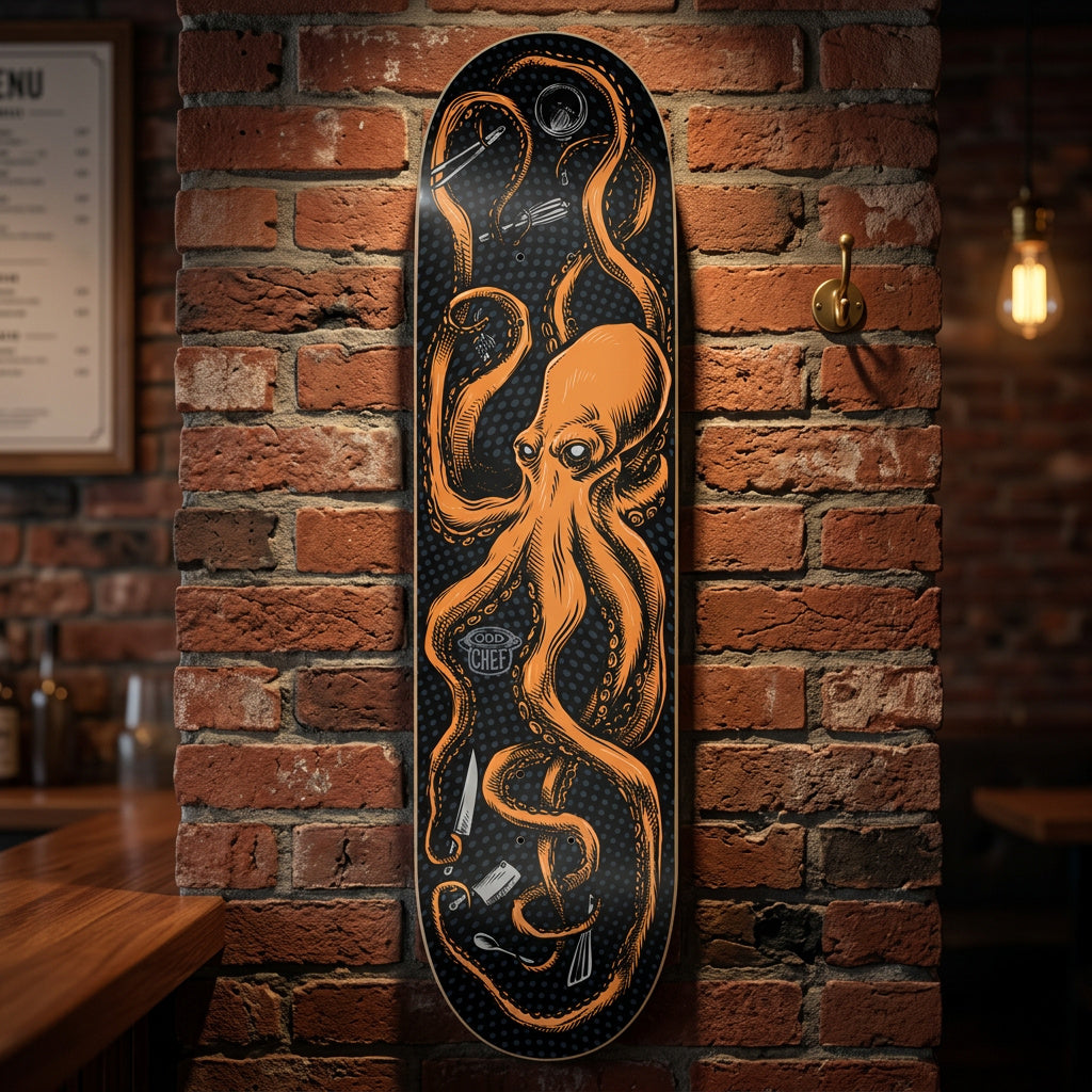 Octo-Chef Orange Skateboard Deck