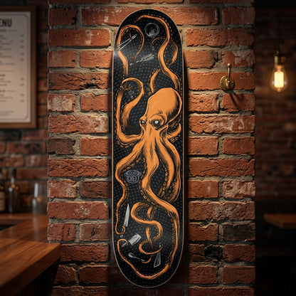 Octo-Chef Orange Skateboard Deck