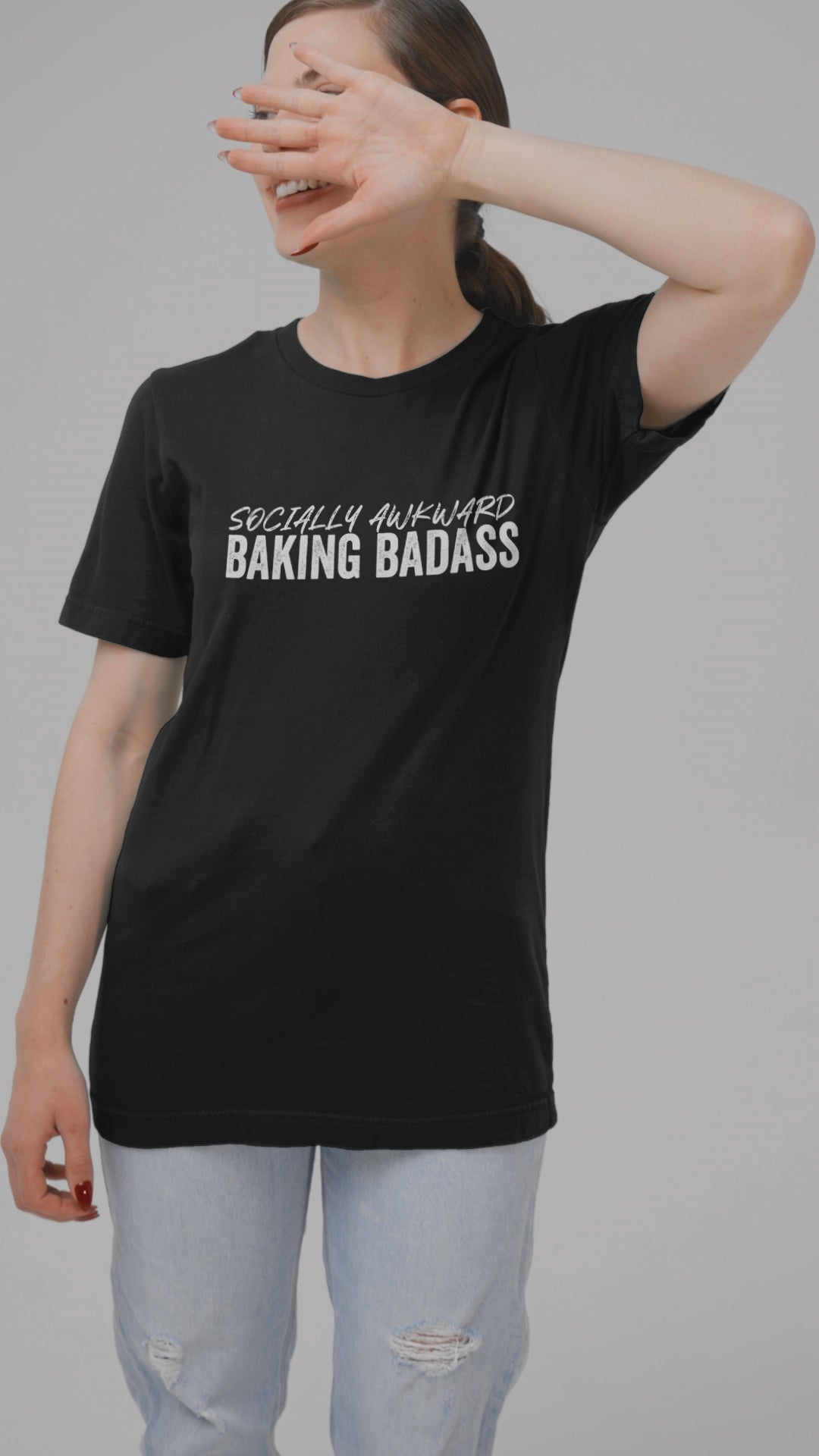 Socially Awkward Baking Badass Unisex t-shirt
