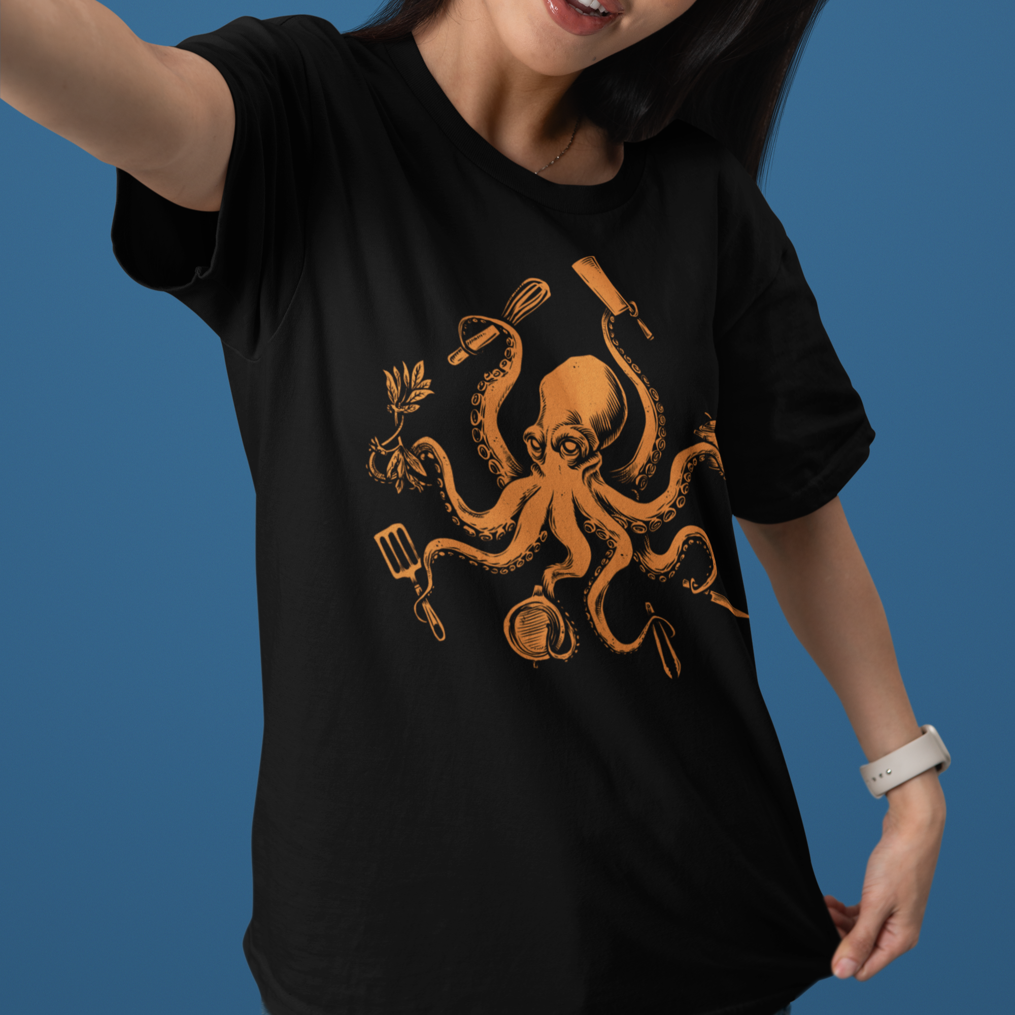 Chef Octopus Orange Unisex Tee